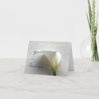 calla lily on old script thank you card