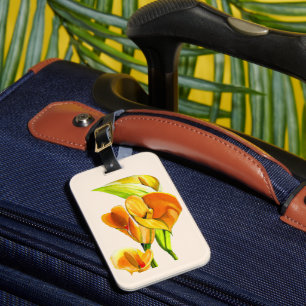Calla lily orange floal watercolor luggage tag