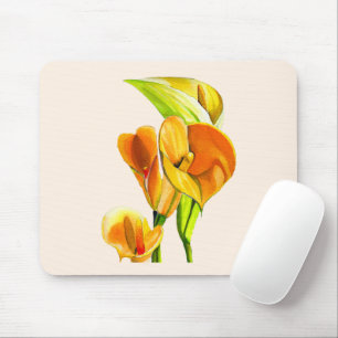 Calla lily orange floal watercolor  mouse mat