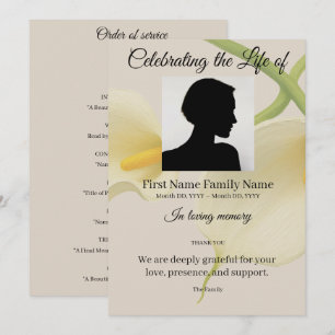 Calla lily order of service invitation