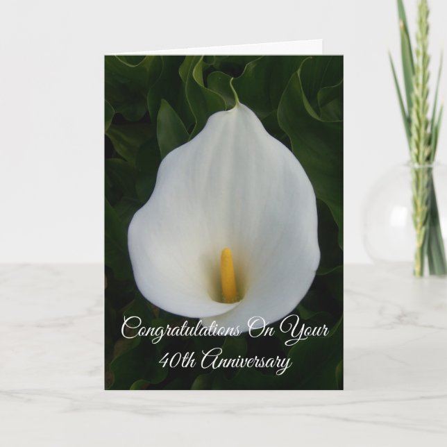Calla Lily Personalised 40th Wedding Anniversary Card (Front)