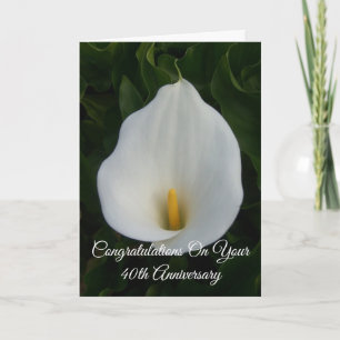 Calla Lily Personalised 40th Wedding Anniversary Card
