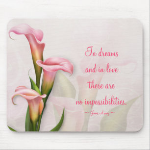 Calla Lily Pink Customisable Quote Mousepad