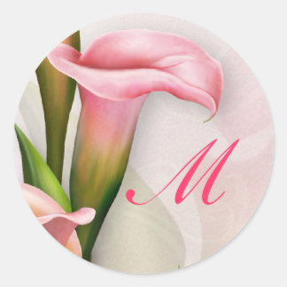 Calla Lily Pink Monogram Envelope Sticker