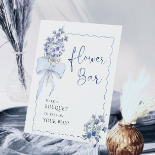 Calla Lily Ribbon Bow Bridal Shower Flower Station Pedestal Sign