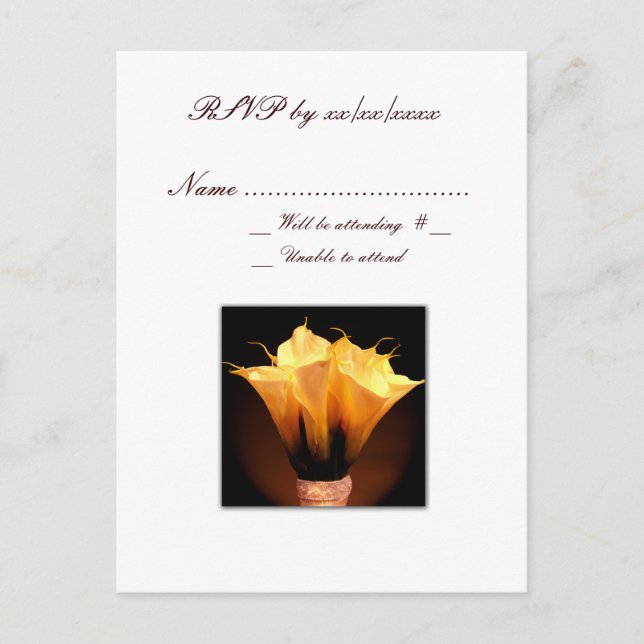 Calla lily RSVP Response Card (Front)