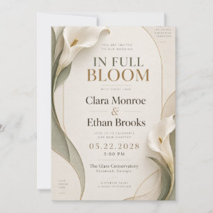 Calla Lily Sage and Gold Wedding Invitation