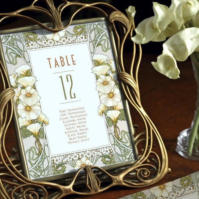 Calla Lily Table Numbers Art Nouveau Wedding (Creator Uploaded)