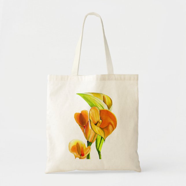 Calla lily watercolor flower art tote bag (Front)