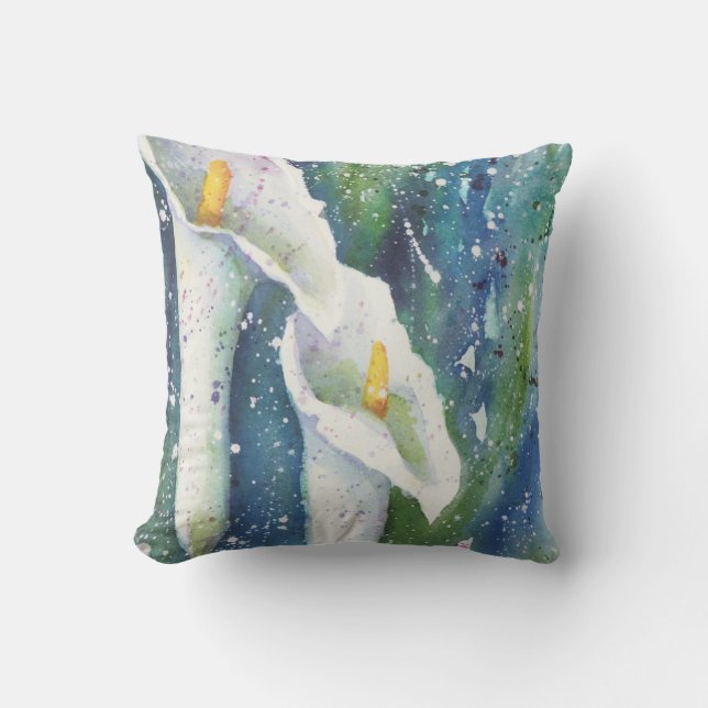 Calla Lily watercolor throw pillow (Front)