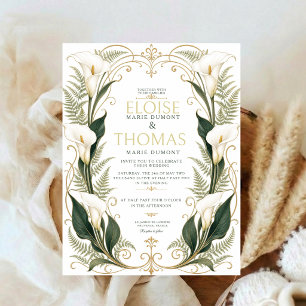 Calla Lily Wedding Botanical Elegant Floral White Invitation