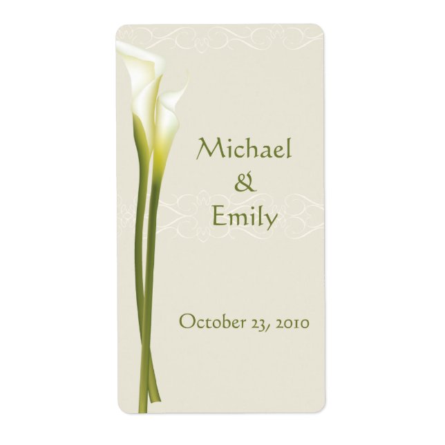 Calla Lily Wedding Favour Labels (Front)