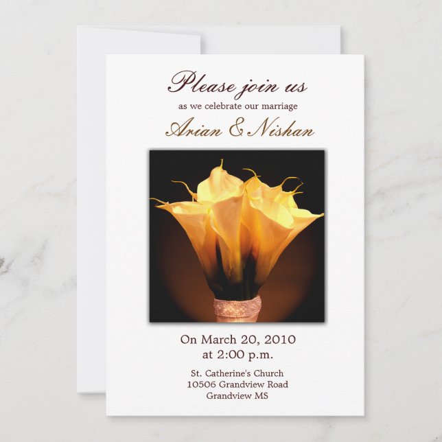Calla lily wedding invitation (Front)
