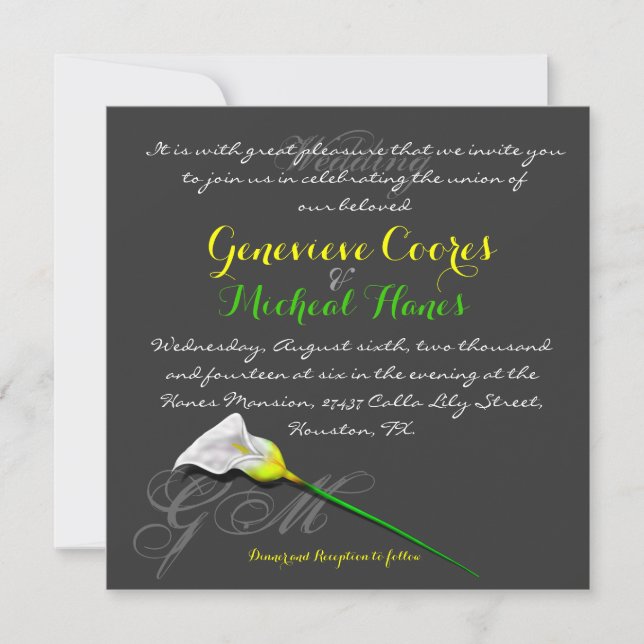 Calla Lily Wedding Invitation (Vers.3) (Front)