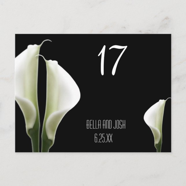 Calla Lily Wedding Table Card Postca (Front)