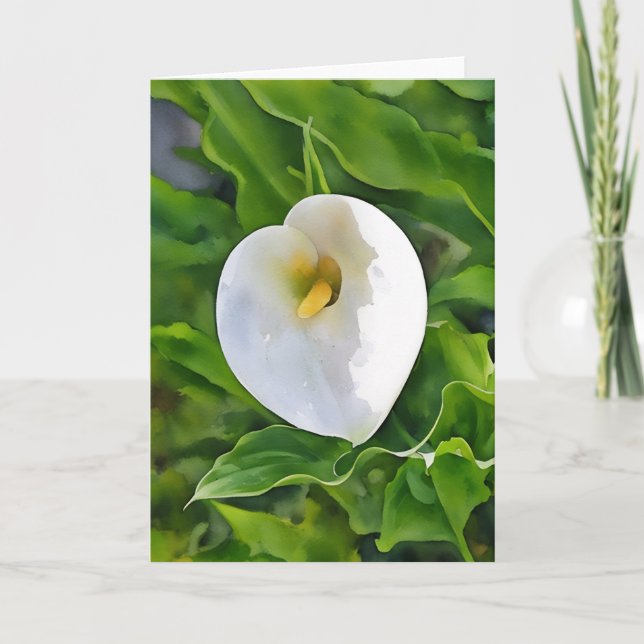 Calla Lily White Flower Garden Art Note Card (Front)