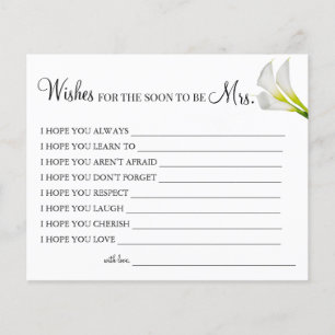 Calla Lily Wishes for the Soon to be Mrs card