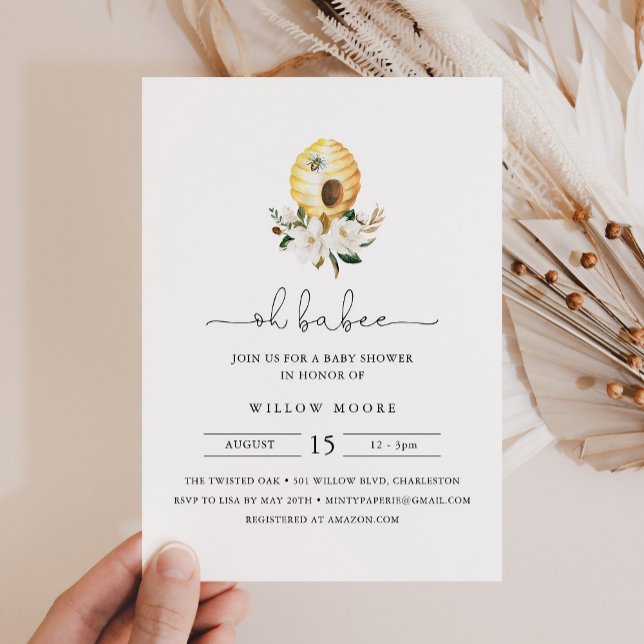 CALLA Oh Babee Honey Bee Baby Shower Invitation (Creator Uploaded)