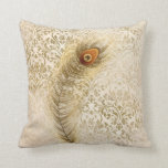 Calla Peacock Feather Gold Damask Vintage Cushion<br><div class="desc">Calla Peacock Feather Gold Damask Vintage 50th Anniversary Pillow.</div>