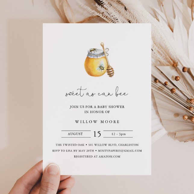 CALLA Sweet As Can Bee Baby Shower Invitation (Creator Uploaded)