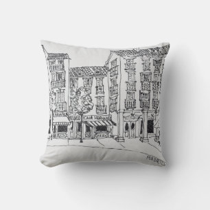 Calle de Toledo shopping street, Madrid, Spain Cushion