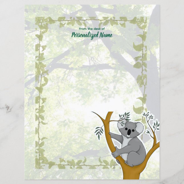 Callie Koala Ivy Unlined Paper Sheet (Front)