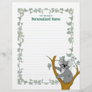 Callie Koala White Ivy Lined Custom Letterhead