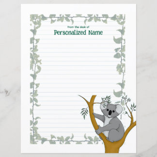Callie Koala White Ivy Lined Paper Sheet