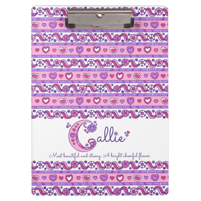 Callie name meaning hearts doodles clipboard (Front)