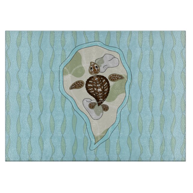 Callie the Sea Turtle Glass Cutting Board (Front)