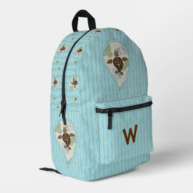Callie the Sea Turtle Printed Backpack (Back Corner Left)