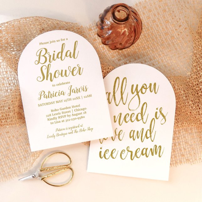 Calligraph Love and Ice Cream Bridal Shower Invite (Creator Uploaded)