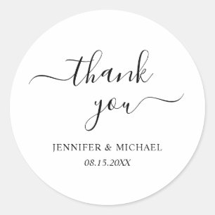 Calligraphed Elegant Modern Simple Thank You Classic Round Sticker