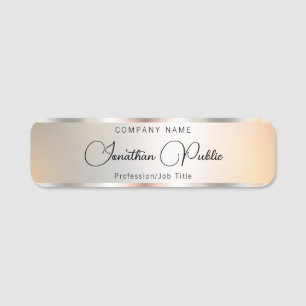 Calligraphed Elegant Script Silver Template Name Tag