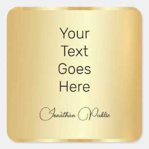 Calligraphed Faux Gold Elegant Template Trendy Square Sticker