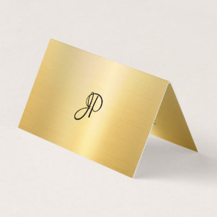 Calligraphed Monogram Modern Faux Gold Script Business Card