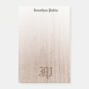 Calligraphed Monogram Template Custom Wood Look Post-it Notes