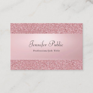 Calligraphed Name Rose Gold Glitter Modern Elegant Business Card