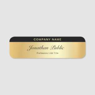 Calligraphed Script Gold Template Elegant Modern Name Tag
