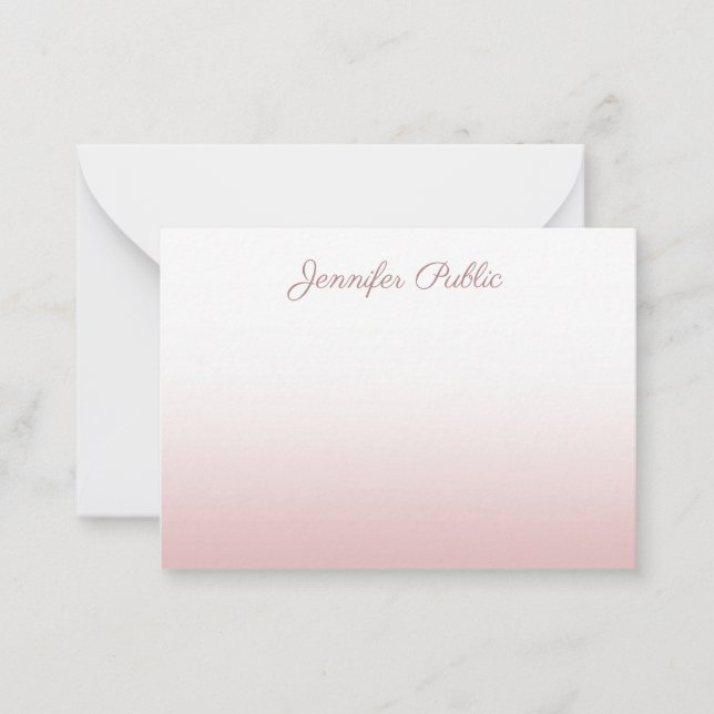 Calligraphed Script Name Rose Gold Elegant Card (Front)