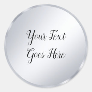 Calligraphed Silver Look Elegant Script Template Classic Round Sticker