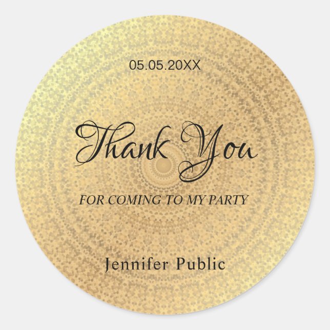 Calligraphed Thank You Gold Elegant Template Classic Round Sticker (Front)