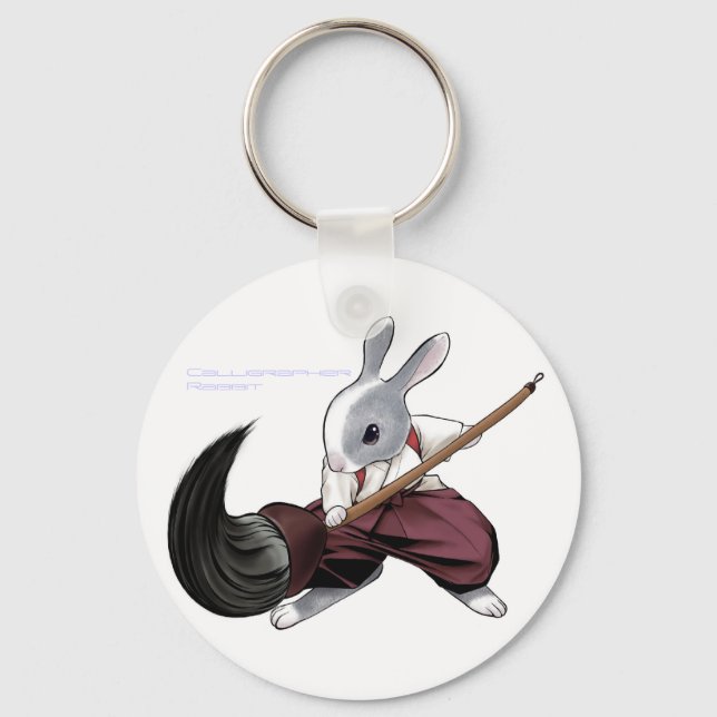 Calligrapher Rabbit -Keychain- Key Ring (Front)