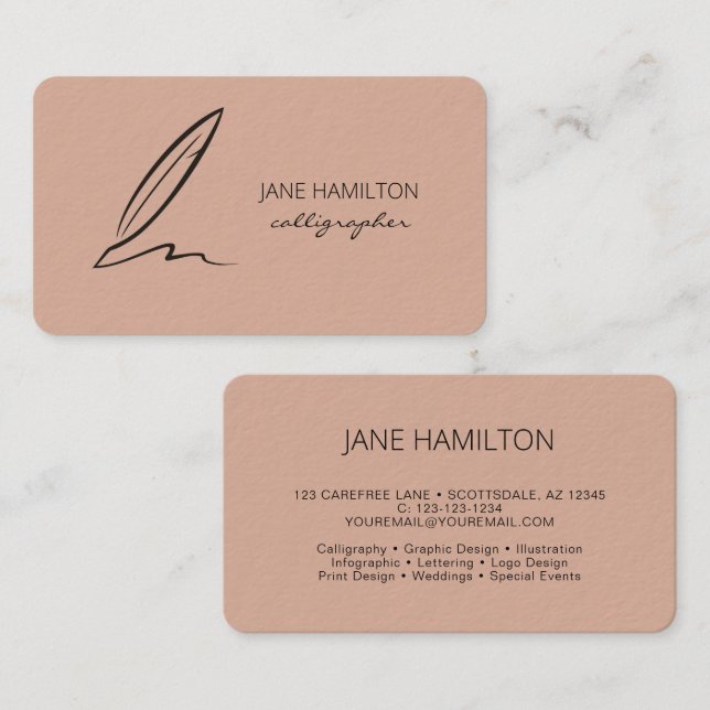 Calligrapher Wedding Special Event Business Card (Front/Back)