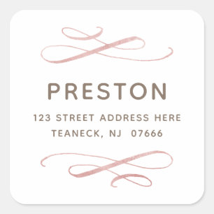 Calligraphic Blush Swirls Address Sticker