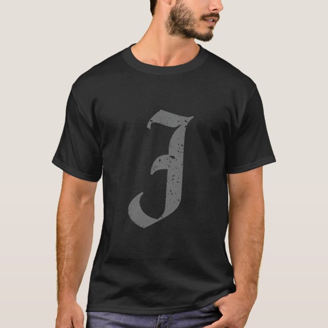 Calligraphic Capital Letter J Grunge T-Shirt (Front)