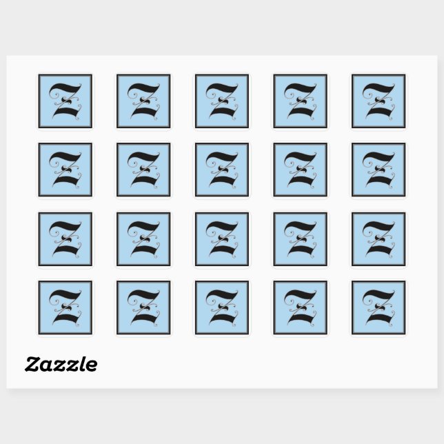 Calligraphic Capital Letter Z Square Sticker (Sheet)
