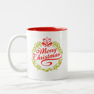 Calligraphic Christmas Lettering with Wreath Mug