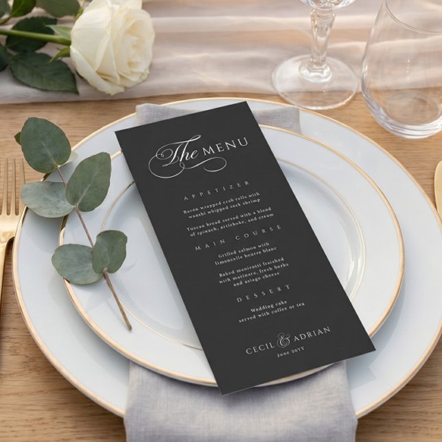 Calligraphic Elegant Black Wedding Menu (Creator Uploaded)