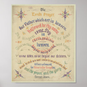 Calligraphic Lord's Prayer Geometric Flourishes Poster